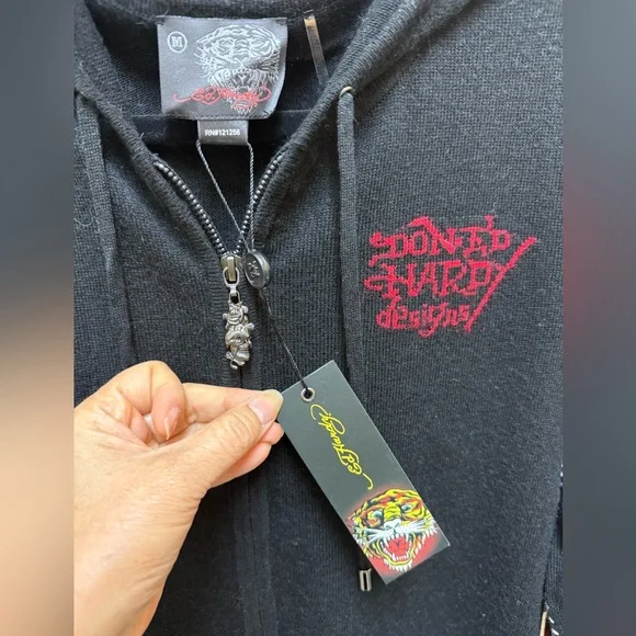 🔥 NWT! Ed Hardy Tiger Special Knit Full Zip Lightweight Sweater Hoodie